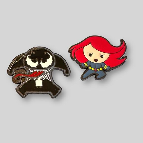 Disney Marvel Kawaii Art Collection Venom Black Widow Trading Pin Set Lot - Picture 1 of 4